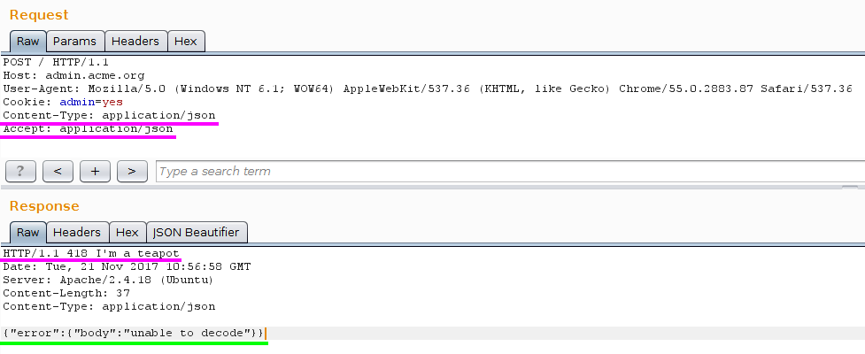ctf h1-212 content type json
