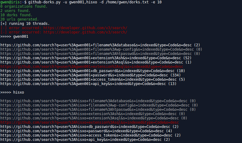 github dorks python