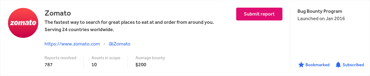 Zomato on Hackerone